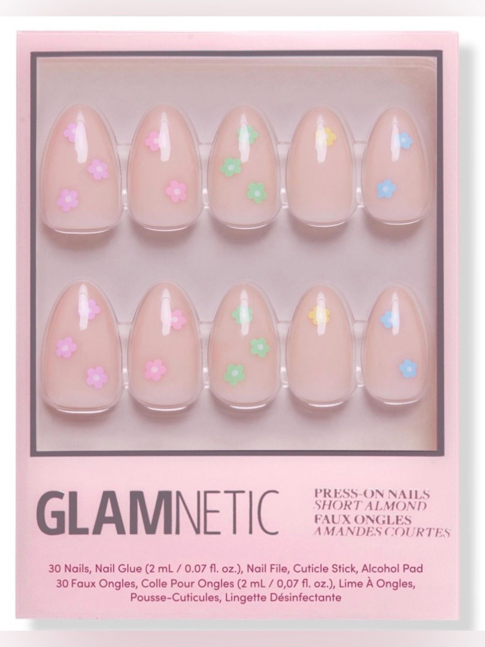 Glamnetic Short Almond Press On Nails FULL BLOOM NIB